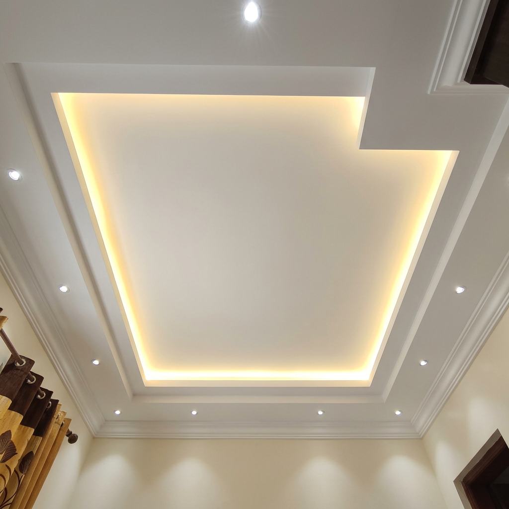 Elegant POP false ceiling with concealed cove lighting